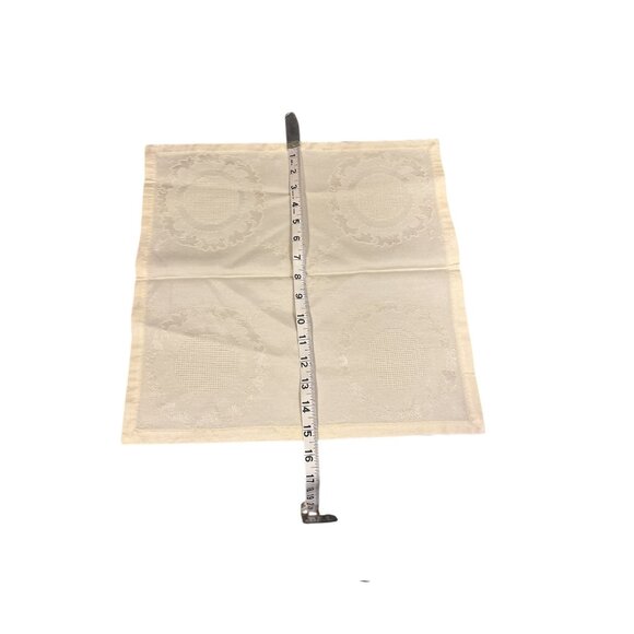 Set Of 6 Vintage Ivory Embroidered Linen Napkins With Floral Cross-Stitch Design - Picture 16 of 16